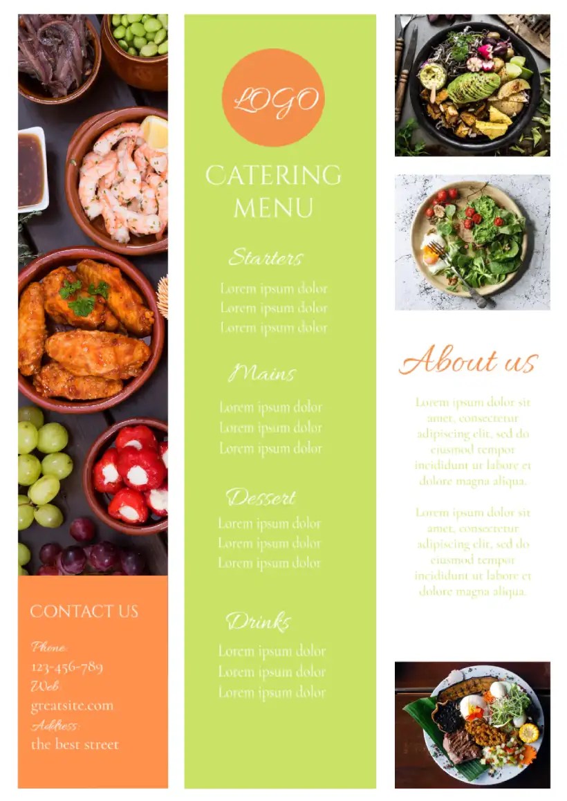 Menu Catering Template for Google Docs