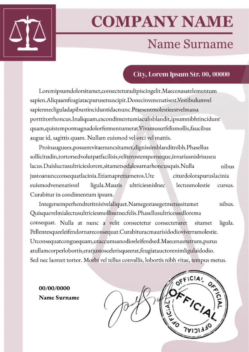 Legal Letterhead Template for Google Docs