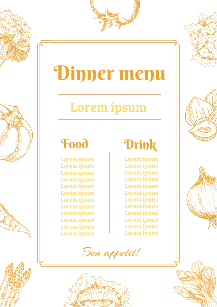 Menu Dinner Template for Google Docs