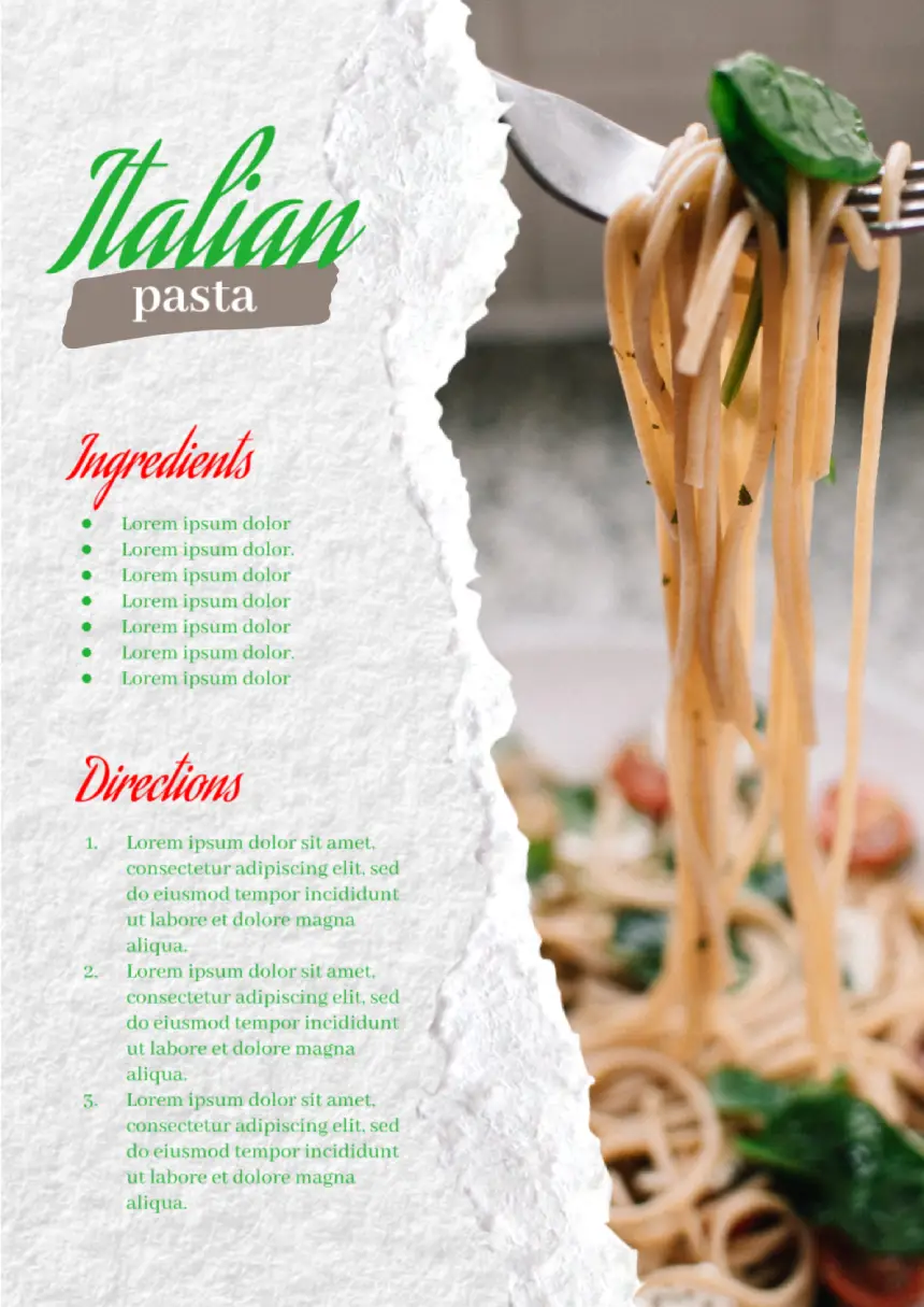 Recipe Pasta Template for Google Docs