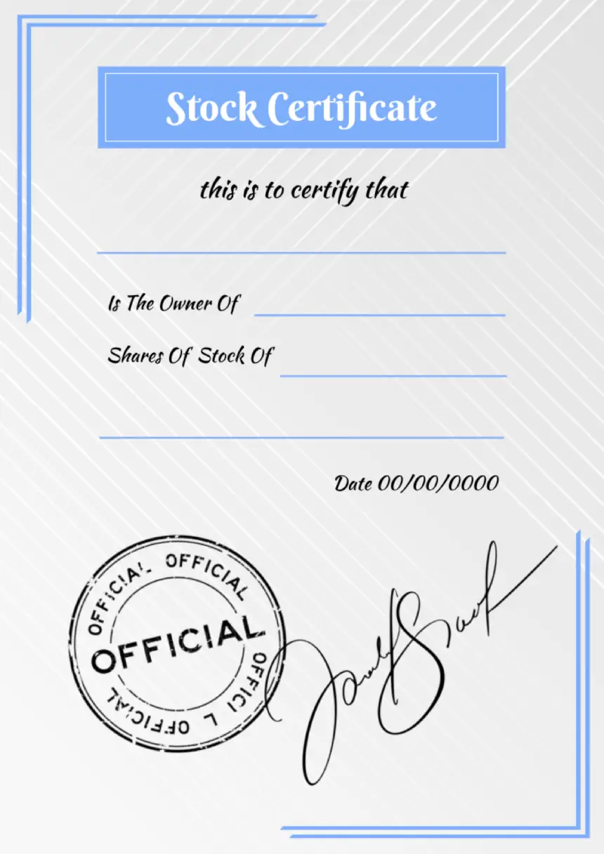 stock certificate template