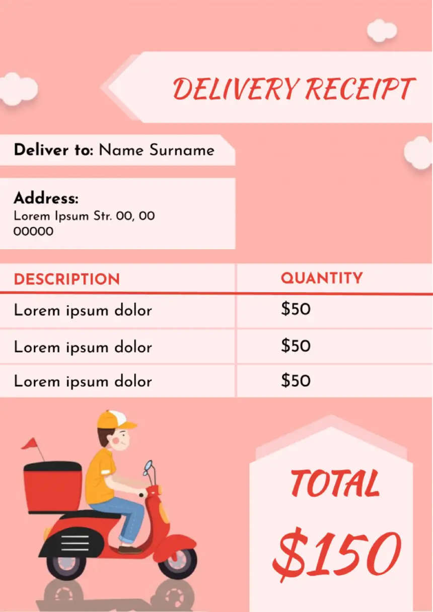Delivery Receipt Template for Google Docs