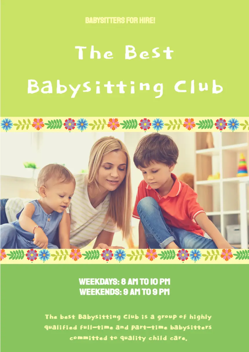 Flyer Babysitting Template Compatible With Google Docs Flyer Babysitting Template Compatible With Google Docs
