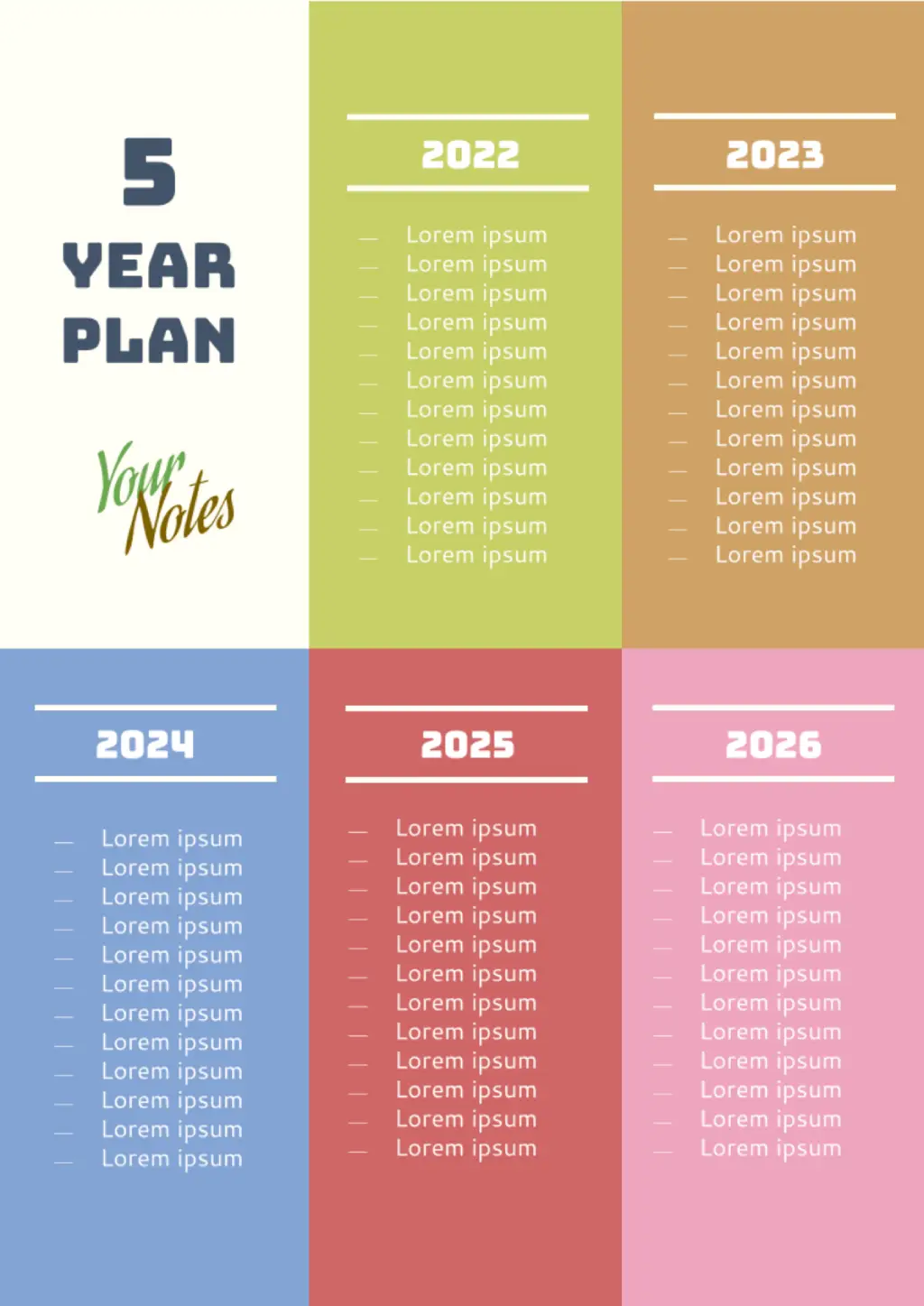 5 Year Plan Template for Google Docs