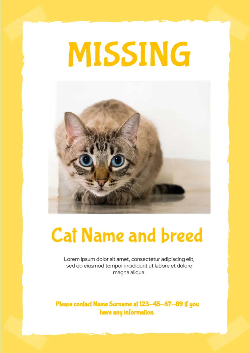 Lost Cat Poster Template Compatible With Google Docs