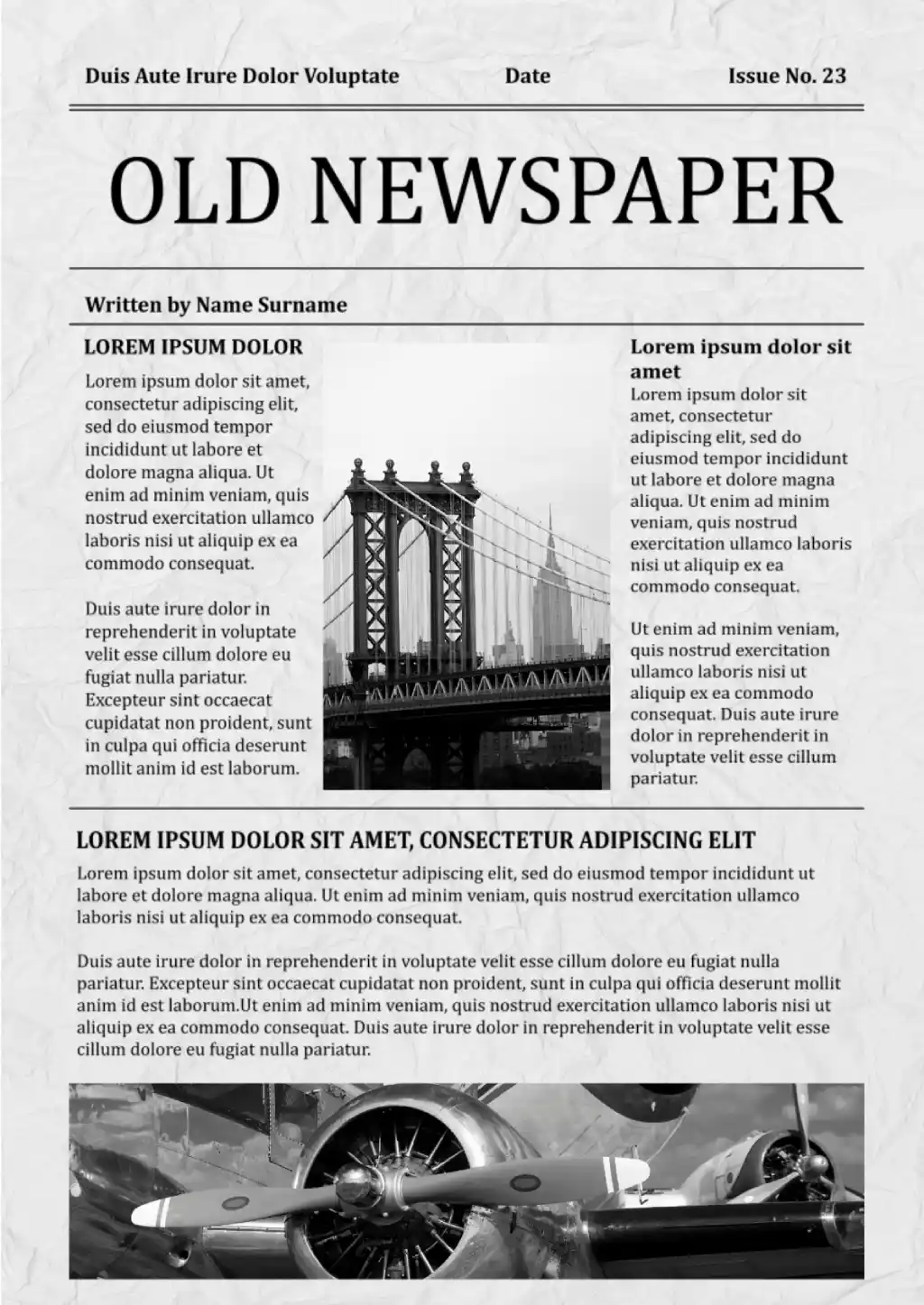 Old Newspaper Template for Google Docs