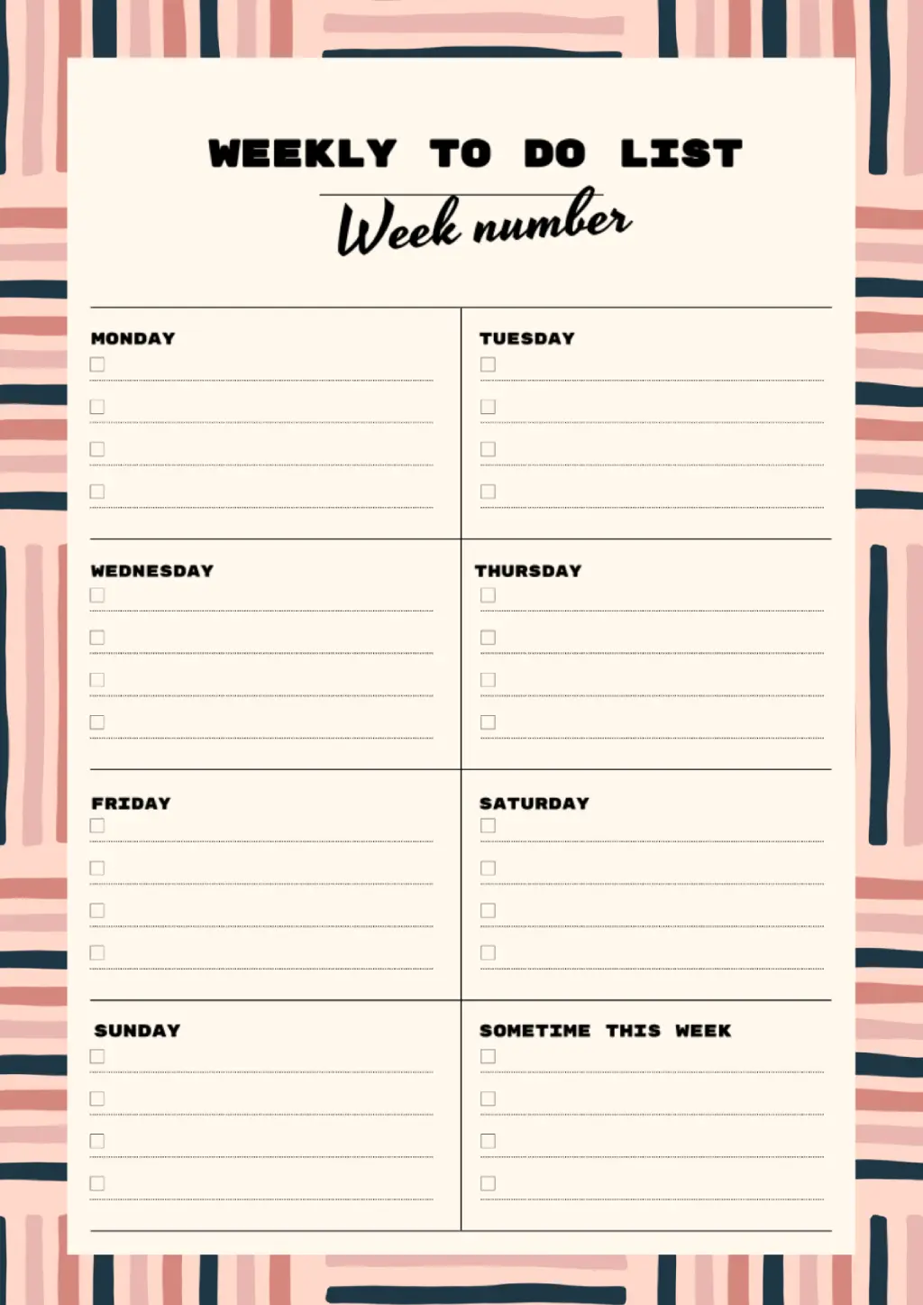 Weekly To Do List for Google Docs