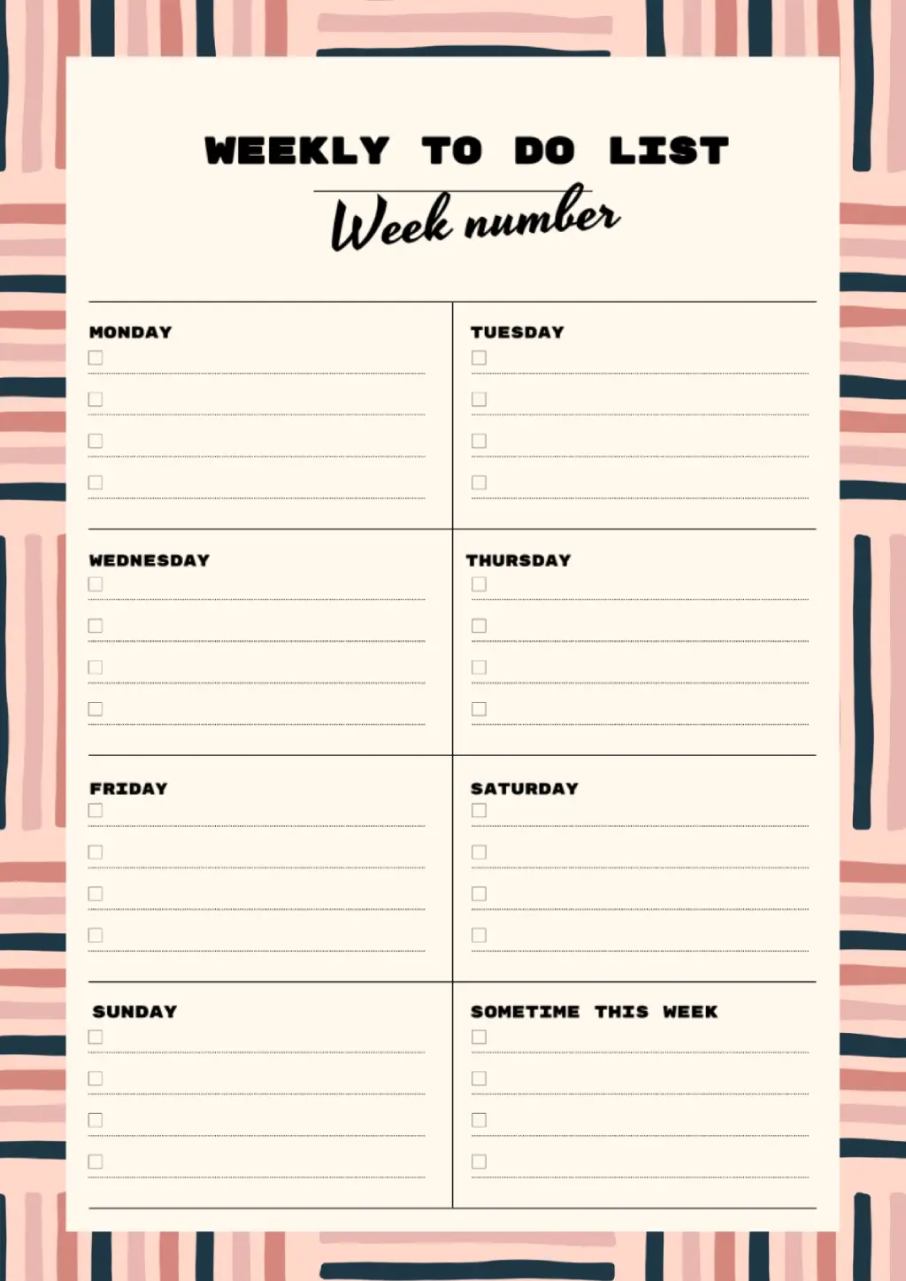 Google Sheets Weekly To Do List Template