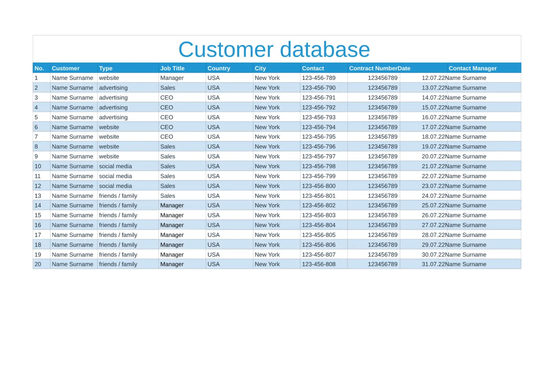 Customer Database Template Compatible With Google Sheets