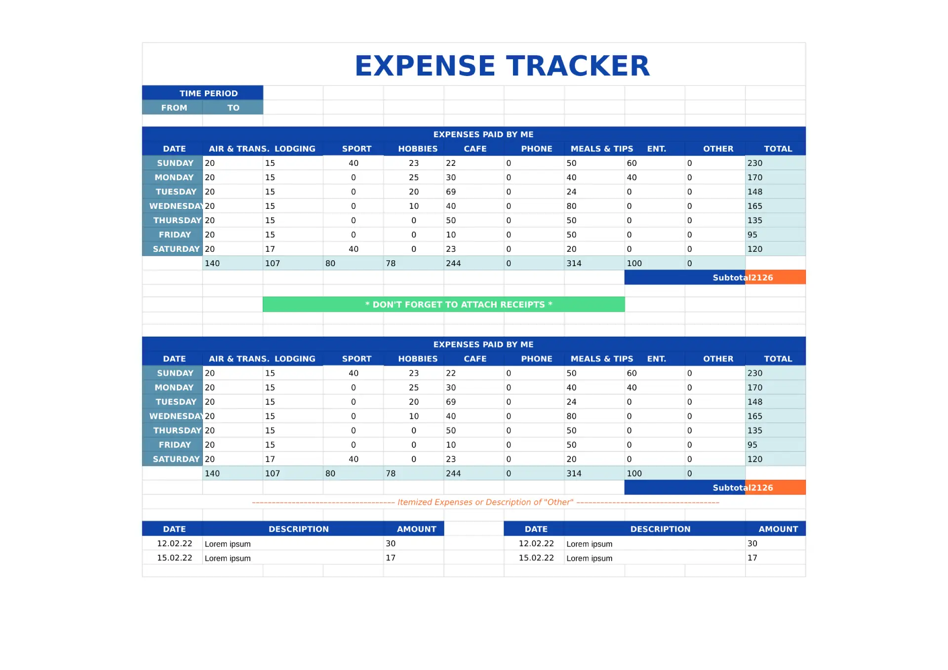 Expense Tracker Template for Google Sheets