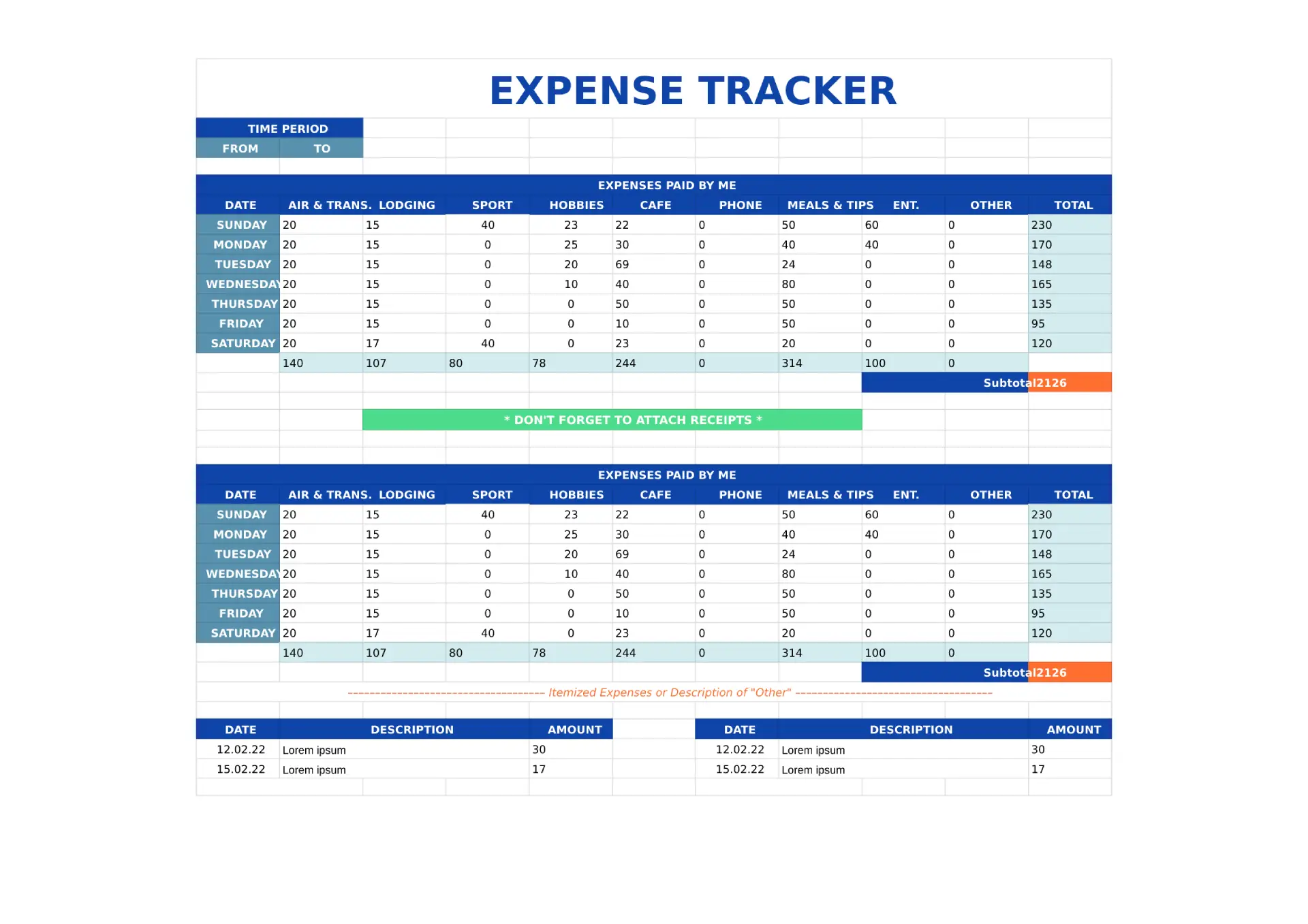 Expense Tracker Template Compatible With Google Sheets