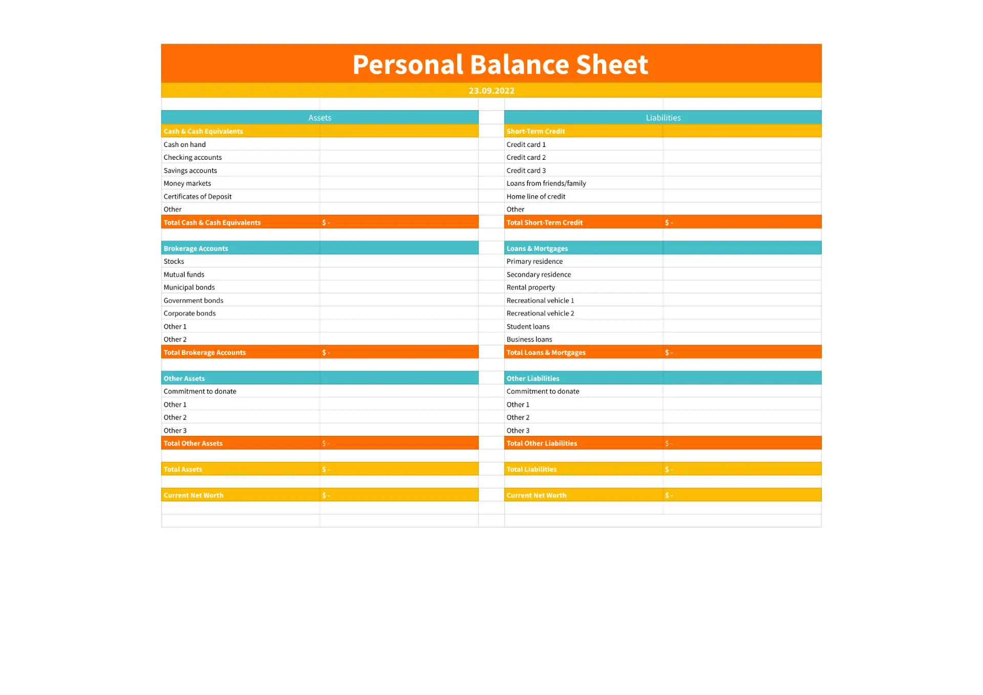 Individual Personal Balance Sheet Individual Personal Balance Sheet