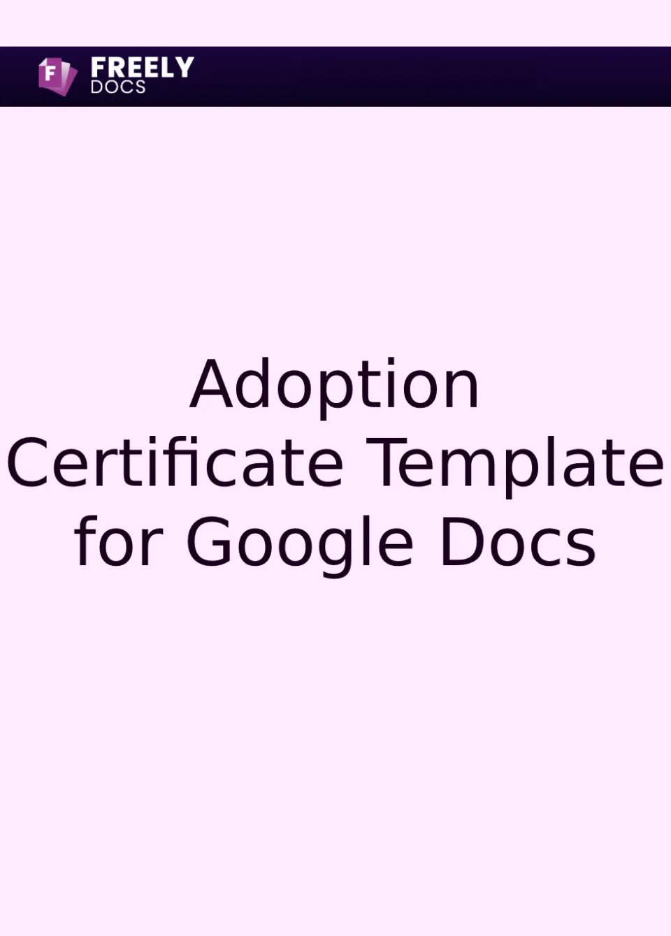 Adoption Certificate Template For Google Docs