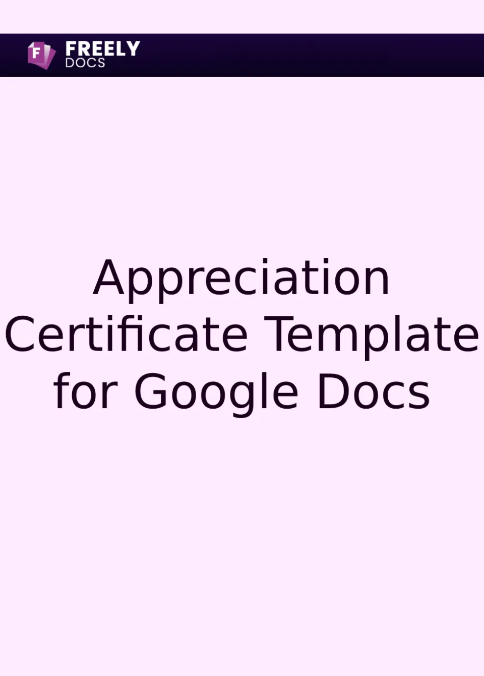 Appreciation Certificate Template For Google Docs