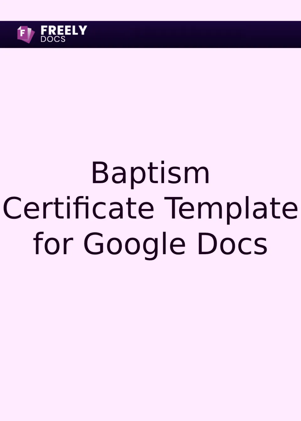 Baptism Template Certificate For Google Docs