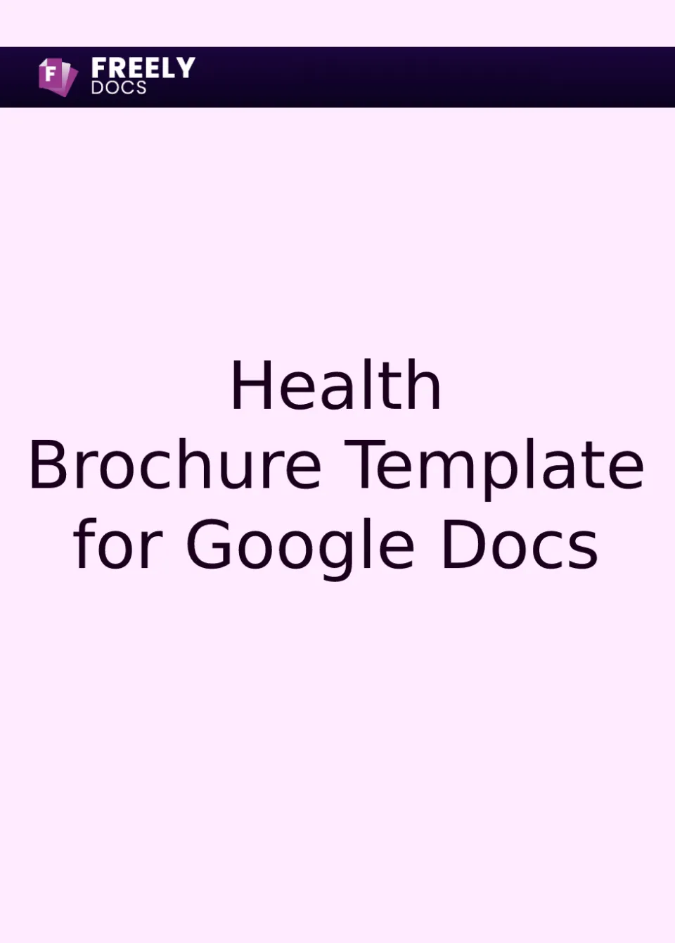 Health Brochure Template For Google Docs