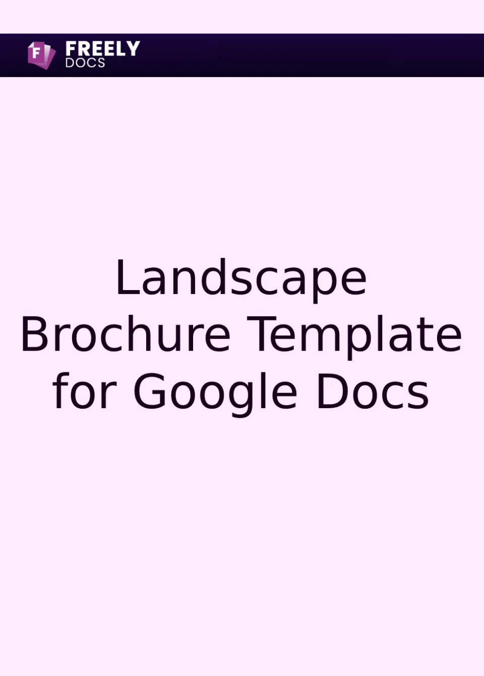 Landscape Brochure Template For Google Docs
