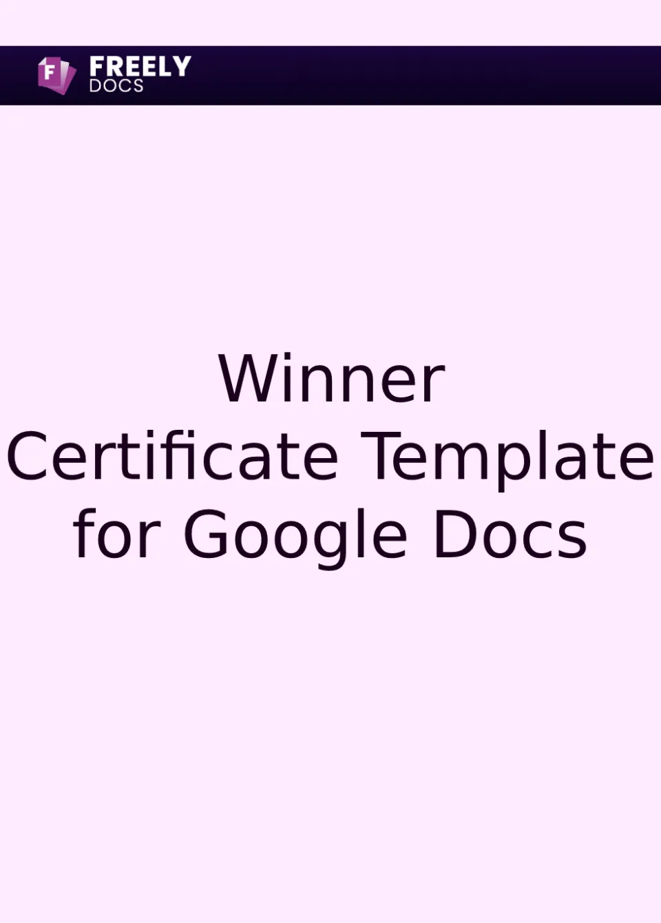 Winner Certificate Template For Google Docs