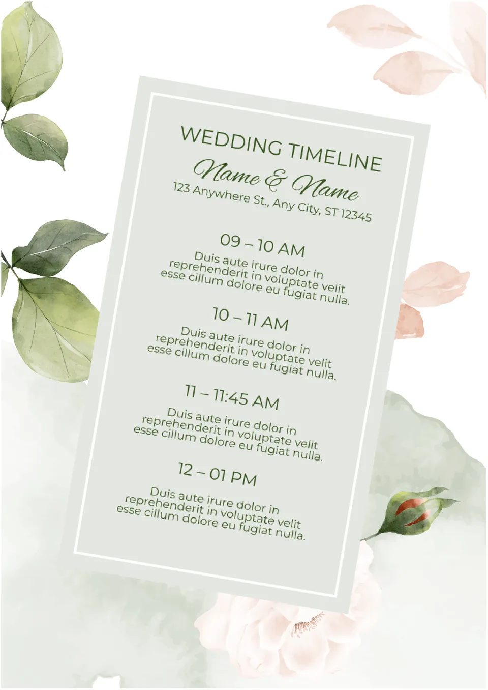 Wedding Itinerary Template