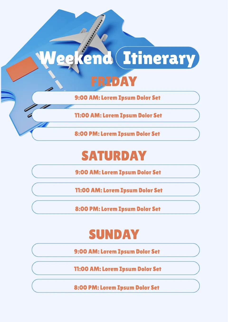 Weekend Itinerary Template