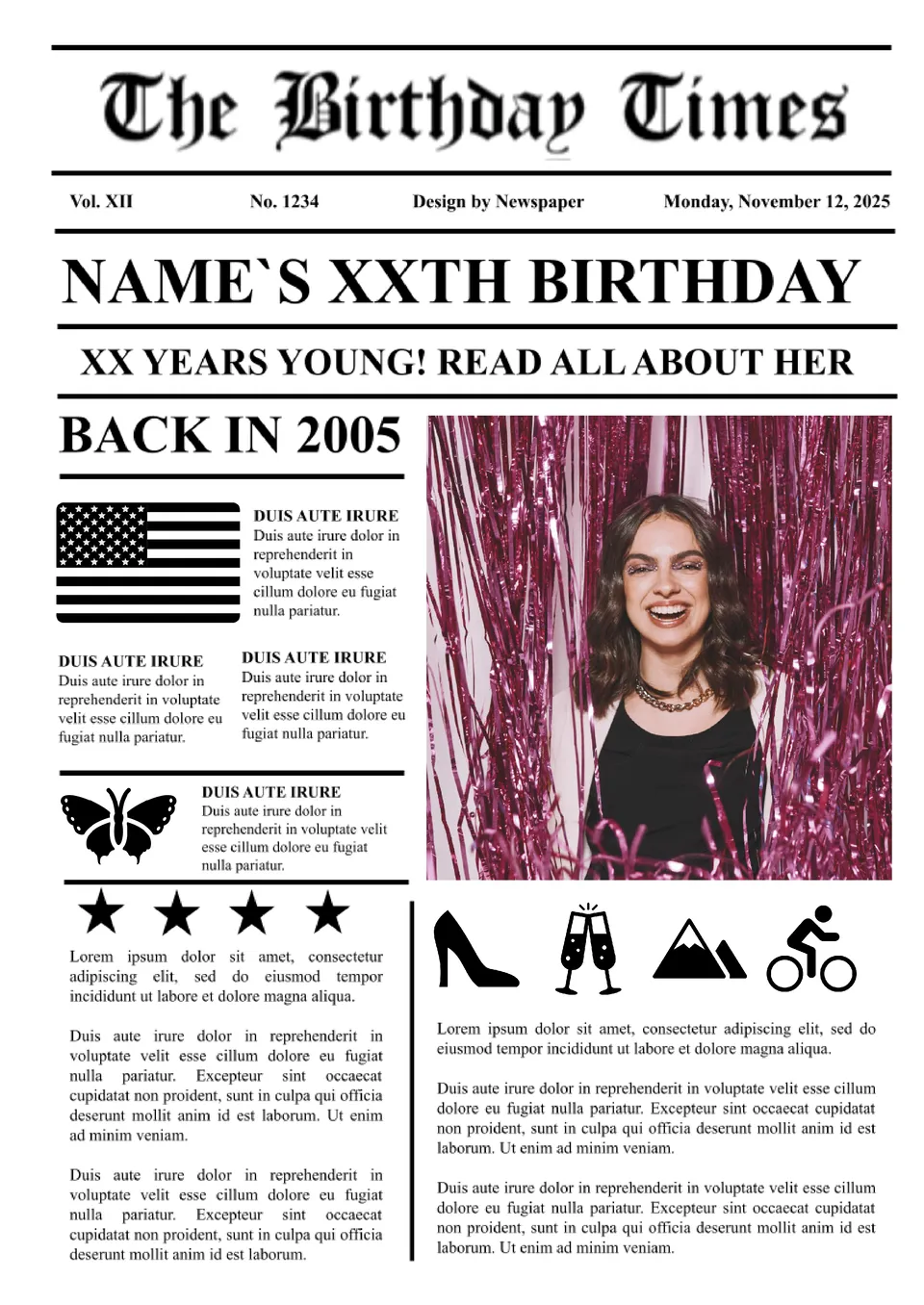 Birthday Newspaper Template
